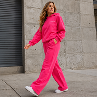 Ensemble deux pièces pour femmes OEM, sweat-shirt oversize à capuche et pantalon de survêtement à jambes larges, logo brodé, vêtements de sport décontractés
