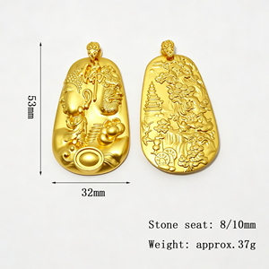Pendentif ethnique double face <span class=keywords><strong>Bouddha</strong></span> et <span class=keywords><strong>d</strong></span>émon plaqué cuivre antique, incrustation en résine gravée paysage, unisexe, vente en gros - Product Image 6