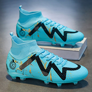 Chaussures de football à tige haute avec semelle en caoutchouc TPU, crampons de sport pour hommes, femmes et enfants, pour terrain synthétique et herbe, intérieur et extérieur - Product Image 1