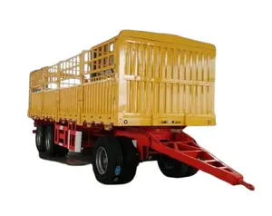 low price made in China 3 Axles 60T Fence Cargo Full Trailer Heavy Cargo Truck Trailers With Full Hooks