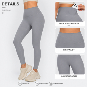 Leggings de Yoga para Mujer, 220GSM, Nailon y Spandex, Sensación de Segunda Piel, Doble Capa, Cintura Alta, Control de Abdomen, Sin Costura Frontal, Pantalones Deportivos - Product Image 3