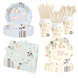 Vajilla para Fiesta de Animales de Granja DAMAI, Juego de Artículos para Fiesta de Cumpleaños Vintage con Animales de Granja, Platos, Servilletas, Vasos, Kit de Vajilla para 8 Personas - Product Image 4