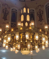 Lustre suspendu de luxe en or, design de mosquée personnalisé, projet de décoration d'église, vente en gros