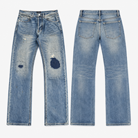 Jeans streetwear pour homme personnalisés, style Y2K, hiver, taille haute, écologiques, vintage, délavés, patchwork, coupe ample et droite