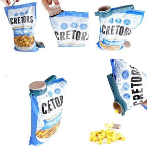 Clips de fermeture pour sacs de conservation alimentaire et de collations, en plastique, avec couvercle rotatif amovible, grande buse de décharge, étanches et faciles à verser - Product Image 4