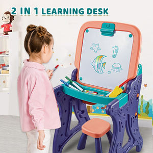 Kinder <span class=keywords><strong>2</strong></span>-in-1 Multifunktionales Zeichenbrett Zusammenklappbarer Lern-Tisch Zeichenbrett-Set mit Hocker - Product Image 3
