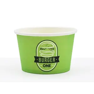 Custom Fancy Design Disposable Eco Friendly Thickened Manufacturer Small Packaging 8oz Ice Cream Paper Bowl with Cover