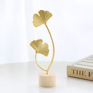 Décoration moderne en métal et bois en forme de feuille de Ginkgo - Décoration de luxe pour la <span class=keywords><strong>maison</strong></span> et le <span class=keywords><strong>bureau</strong></span>, pour le salon, le meuble à vin, artisanat fait main - Product Image 3