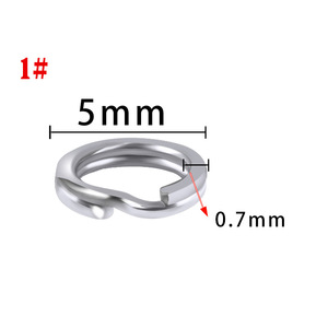 Anneau double aplatis en acier inoxydable pour la pêche, 5 6 7 8 9 mm, accessoire de pêche pour la protection de la ligne - Product Image 3