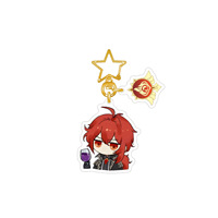 Version de dessin animé diversifiée unique de porte-clés acrylique à impression UV double face pendentif porte-clés en gros charme de personnage genshin