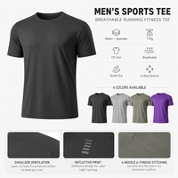 T-shirts de sport pour hommes à manches courtes, respirants, à séchage rapide, en nylon et élasthanne 170g, taille US, avec ventilation aux épaules, pour la course et la gym