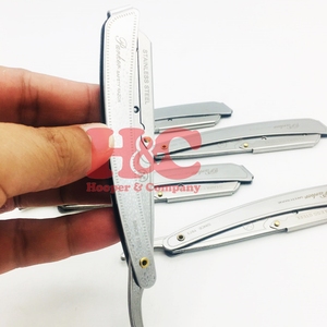 Navaja de Barbero Recta de Acero Inoxidable con Diseño Personalizado, Recubrimiento de Papel, Diseño Plegable, Logotipo Personalizable, Acabado Plateado - Product Image 3