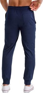 MOMENTUM <b>Men's</b> <b>Navy</b> Blue Elastic Waist Sweatpants Side Pockets Casual <b>Joggers</b> Knitted Breathable Lightweight Summer Style - Product Image 2