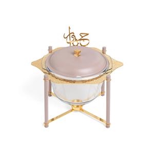 Plat de service élégant en verre d'inspiration arabe avec support métallique, conçu pour apporter sophistication et charme traditionnel à la table. - Product Image 2