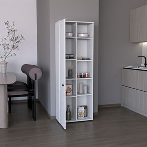 Armadio da cucina bianco Cary da 67 pollici di altezza di Depot E Shop, con una porta e cinque ripiani interni ed esterni - Product Image 3