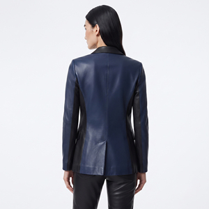 Women's Real <b>Leather</b> Business <b>Blazer</b> <b>Jacket</b> Ladies Button Up <b>Leather</b> <b>Blazer</b> Girls Office Wear 100% PU <b>Leather</b> <b>Blazer</b> Coat - Product Image 2