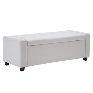 48-Inch Faux Linen Upholstered Storage Ottoman with Arms Fabric Bedroom & Living Room Entryway Bench <b>End</b> of <b>Bed</b> Storage Bins - Product Image 3