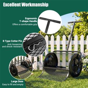 Spandiconcime Nero 27'' x 16'' con Rete a Diamante Anti-Agglomerazione, Nuovo Spandiconcime da Giardino per Compost, per Attrezzature Agricole e da Cantiere - Product Image 6
