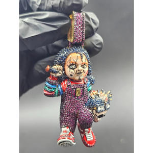 Pendentif de personnage haut de gamme avec bijoux streetwear de luxe et design en pierres multicolores - Product Image 1