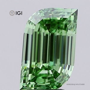 เพชรแล็บโกรว์ทรงเฟลมคัท 2 กะรัต 3 กะรัต รับรองโดย IGI สีเขียวแฟนซีสดใส เพชรเม็ดเดี่ยวทรงโบราณ - Product Image 1