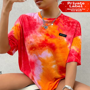 Camiseta Holgada de Manga Corta con Estampado Tie-Dye Elegante para Mujer, Marca Personalizada - Product Image 1