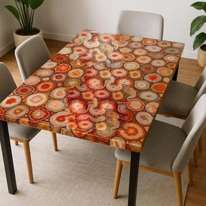 Table à manger de luxe en agate rouge, plateau de table en pierre précieuse naturelle fait main, mobilier moderne en pierres semi-précieuses, vente en gros, meubles sur mesure - Product Image 1