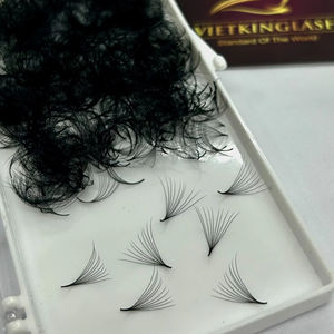 10D <b>Premade</b> Volume <b>Fans</b> Short Stem Cashmere Matte Black Synthetic Hair Eyelash Extensions Private Label - Product Image 1
