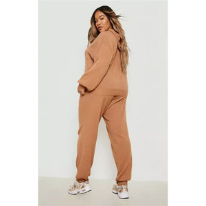 Survêtements à capuche surdimensionnés pour femmes, manches longues, couleur unie, 100% coton, streetwear décontracté d'hiver, survêtements à capuche - Product Image 4