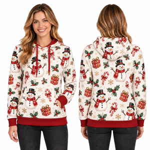 Women's Christmas Fleece Windproof Hoodie Knitted Winter Sweatshirt with Pockets Full Sleeve Hooded Design - Product Image 6