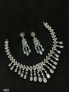 Classic American Diamond Bridal Jewelry Set Two-Piece <b>Necklace</b> <b>and</b> <b>Earrings</b> for Wedding Fashionable Classic Style - Product Image 4