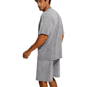 Men Acid Wash Summer <b>Set</b> Soft Lightweight Two Piece Outfit Breathable Acid Wash Fabric For Beach Vacation Outdoor Adventures - Product Image 2