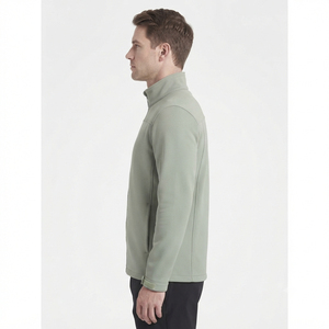 Veste softshell homme sur mesure vert sauge, fermeture éclair intégrale, col montant, poignets ajustables, poches latérales zippées, vêtements d'extérieur, vente en gros - Product Image 3