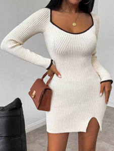 Vestido suéter ajustado de punto acanalado - Product Image 5