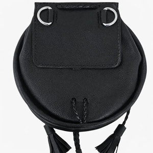 Sporran traditionnel des Highlands en cuir véritable noir avec chaîne, ensemble pour kilt écossais, tenue écossaise - Product Image 5