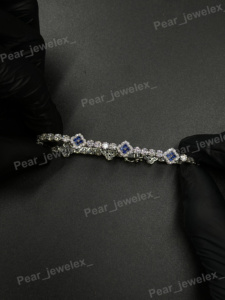 Pulsera de Trébol de la Suerte Personalizada Iced Out, Cadena de Tenis de Flor de Plata 925 con Moissanita VVS, Estilo Hip Hop, Alta Calidad - Product Image 4