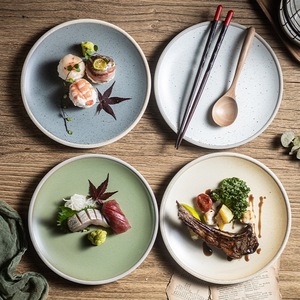 Juego de platos hondos de cerámica mate con borde de arcilla natural reactiva al horno, plato de cena moderno y rústico para sushi, aperitivos y postres, venta al por mayor - Product Image 4