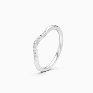 Bague empilable scintillante pour tous les jours, sertie de diamants de laboratoire de 0,06 ct, aspect ondulé, en or jaune, blanc et rose 9 carats - Product Image 3