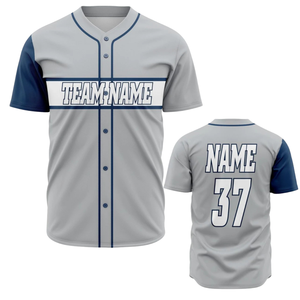 Maillot de baseball personnalisé blanc et bleu pour homme, respirant, uniforme d'équipe de softball, chemise de sport athlétique pour les matchs - Product Image 1
