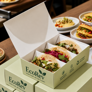Envases de Papel Biodegradables EcoRev para Alimentos, Personalizados con Logotipo, Caja para Tacos Ecológica para Llevar - Product Image 5