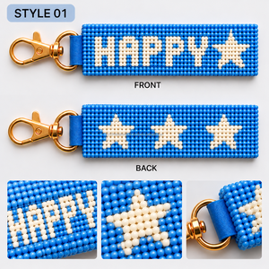 พวงกุญแจลูกปัดรูปหัวใจ Good Vibes Smiley Love พร้อมสายคล้องข้อมือลูกปัดสองด้าน ขายส่ง ป้ายห้อยกระเป๋าแบบกำหนดเอง ลายใบโคลเวอร์นำโชค ลายดอกเดซี่ - Product Image 6