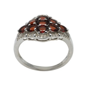 Luxury 925 Sterling <b>Silver</b> Rhodium Plated Oval Cut Red Gemstone Pave Setting <b>Statement</b> <b>Ring</b> for Women Wedding - Product Image 3