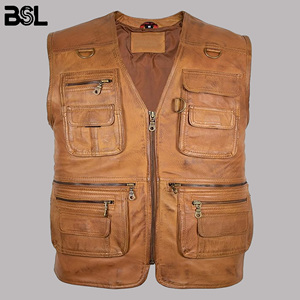 Genuine Leather Handmade Plus Size Men's Hunting Vest | Breathable Summer Riding Waistcoat for Biking & Fishing - Product Image 3