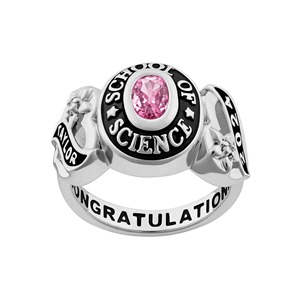 Bague de classe en argent sterling 925 avec pierre de naissance ovale en forme de cœur, personnalisée pour la remise des diplômes, pour femmes - Product Image 1