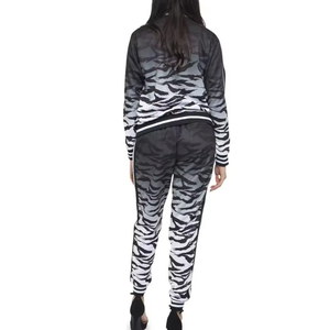 Conjunto Deportivo de Dos Piezas para Mujer, Estampado de Cebra, Manga Larga, Cierre de Cremallera, Transpirable, Informal, Otoño, 100% Poliéster - Product Image 3
