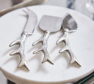 Juego de cuchillos para queso con cabeza de ciervo rústica, hoja de acero inoxidable, mango de hierro fundido, solo lavar a mano, herramientas duraderas para queso - Product Image 2