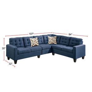 Divano componibile modulare in polifibra blu navy a 4 posti per soggiorno - Product Image 3