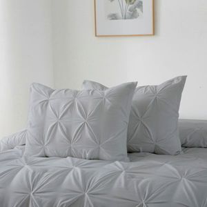 Queen Pintuck <b>Bedding</b> <b>Set</b> 3-Piece Comforter and Pillow Shams Gray Down Alternative Duvet Cover <b>Set</b> - Product Image 6