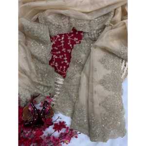 Sari de soirée avec broderie de sequins et de zari pour robes de bal - Product Image 3