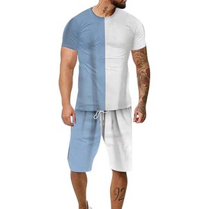 Ensemble court très demandé, manches courtes, dernière arrivée, été, ensemble court pour homme, t-shirt à manches courtes et shorts, 2 pièces, été - Product Image 5