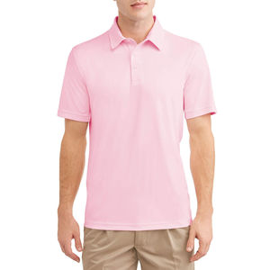 เสื้อโปโลผู้ชายสีชมพูผ้าฝ้ายปิเก้สไตล์ลำลองสำหรับตีกอล์ฟ แขนสั้น ทรงปกติ ระบายอากาศได้ดี แบบสั่งทำ - Product Image 1